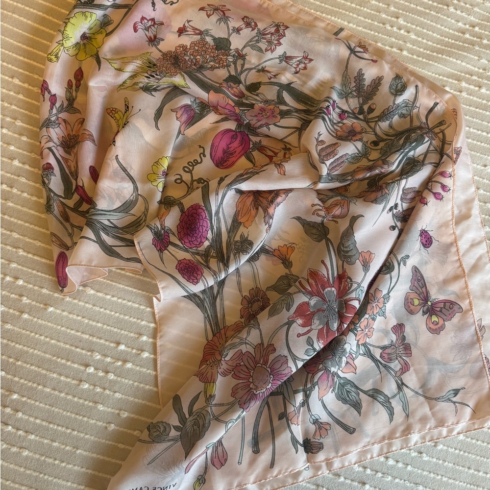 Vince Camuto Pink and Black Silk Scarf